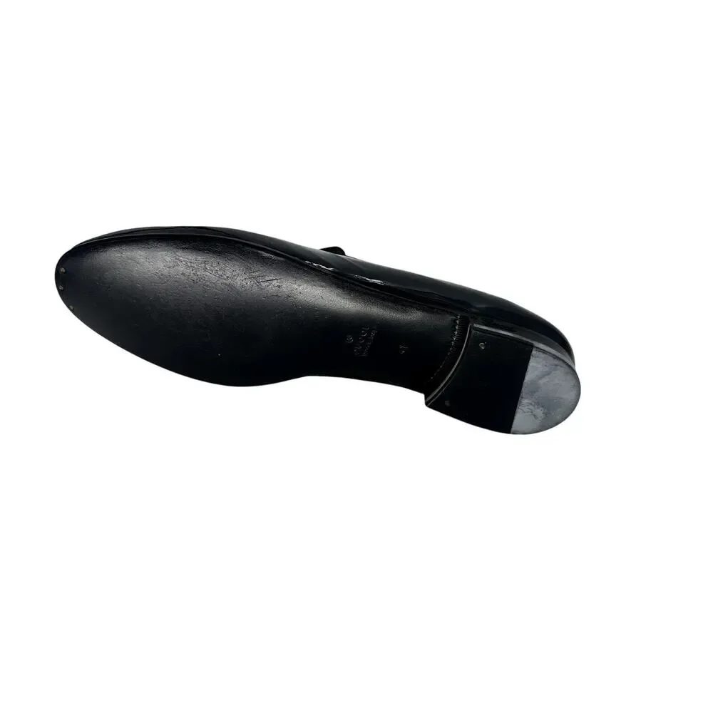 Gucci Glossy Black Vernice Crystal Leather Slip-On Loafers Men's Size EU41 US7.5